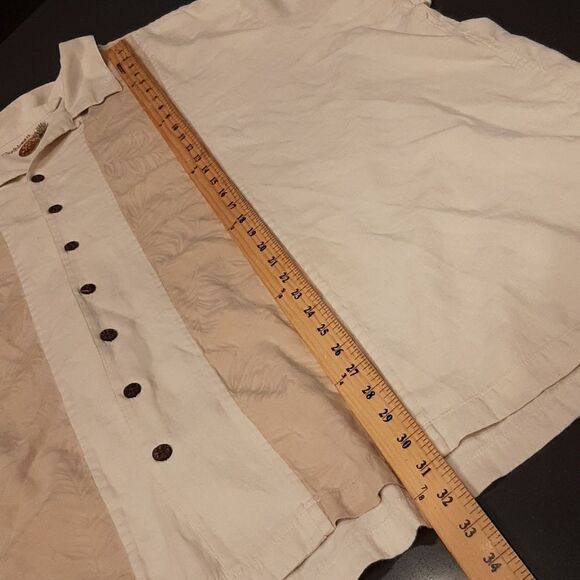 Caribbean Silk Cotton Beige Button-Down Shirt - Picture 6 of 11